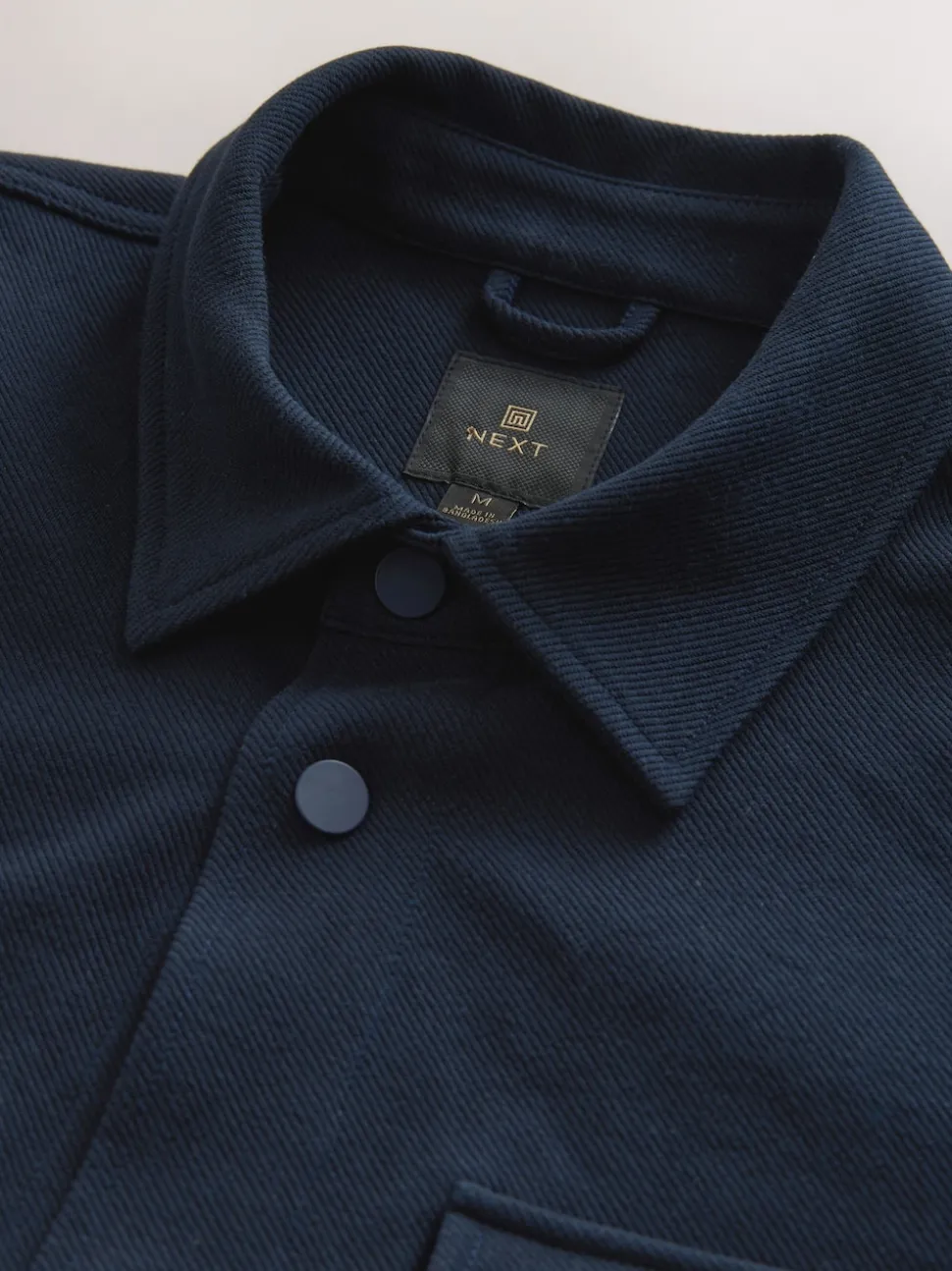 Navy Blue Jersey Twill Popper Shacket