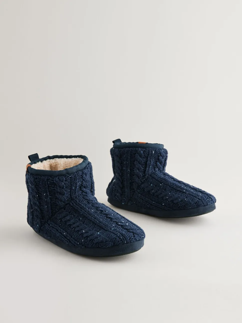 Navy Blue Knitted Boot Slippers
