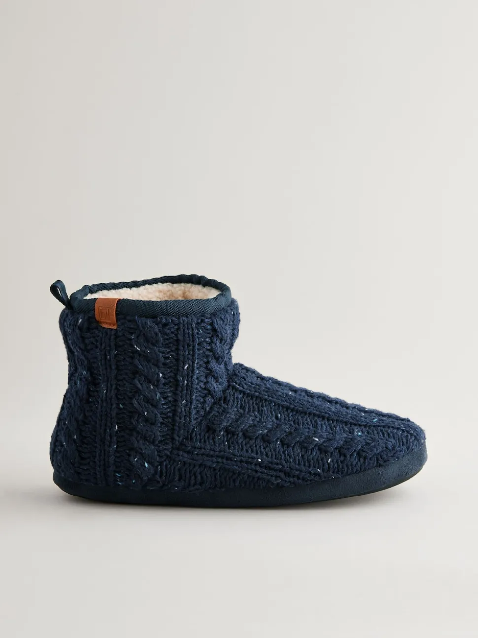 Navy Blue Knitted Boot Slippers
