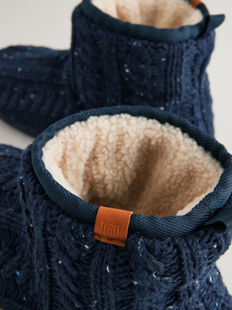 Navy Blue Knitted Boot Slippers
