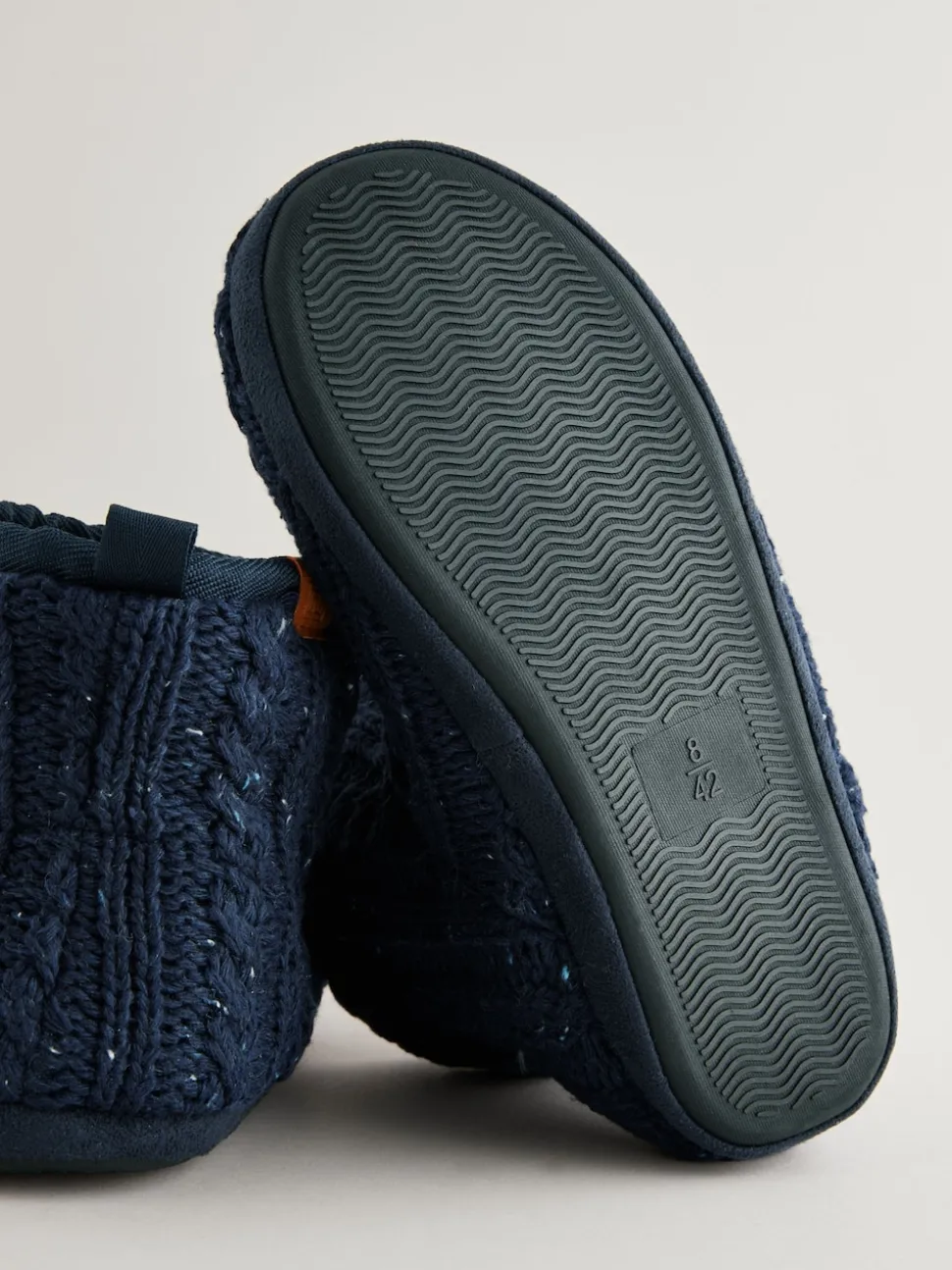Navy Blue Knitted Boot Slippers