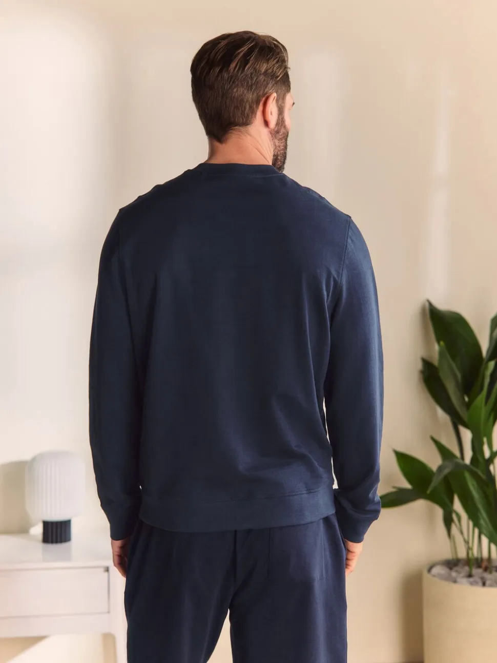 Navy Blue Lightweight Crew Neck Sweatshirt
