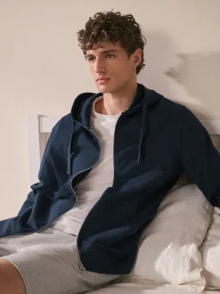 Navy Blue Lightweight Zip Up Hoodie