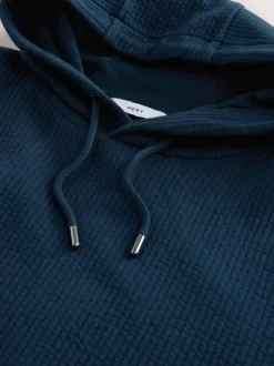 Navy Blue Linear Texture Hoodie