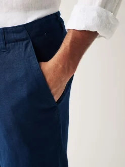 Navy Blue Linen Viscose Drawstring Trousers