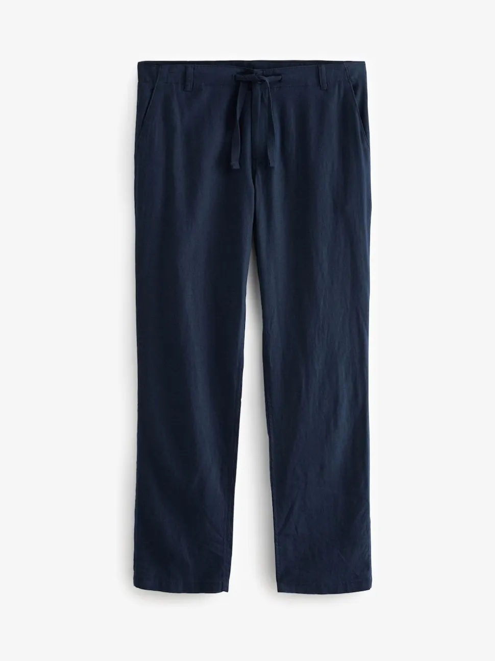 Navy Blue Linen Viscose Drawstring Trousers