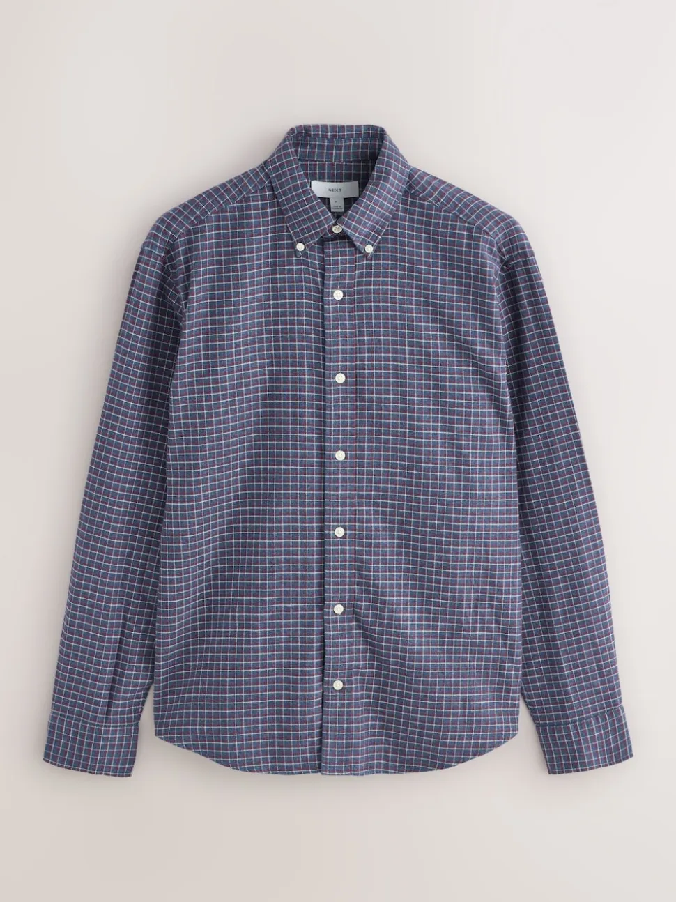 Navy Blue Long Sleeve Check Shirt