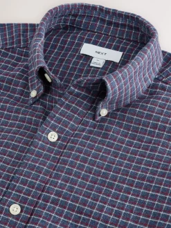 Navy Blue Long Sleeve Check Shirt