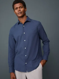 Navy Blue Long Sleeve Soft Touch Smart Shirt