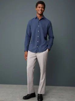 Navy Blue Long Sleeve Soft Touch Smart Shirt