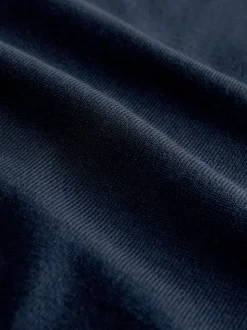 Navy Blue Muscle Fit Cotton Rich Short Sleeve Knit Polo Shirt