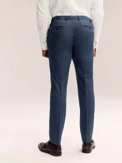 Navy Blue Muscle Fit Elasticated Waist Motionflex Stretch Smart Trousers