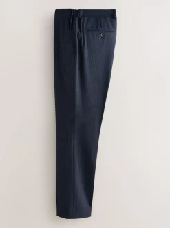 Navy Blue Muscle Fit Motionflex Stretch Stripe Suit Trousers