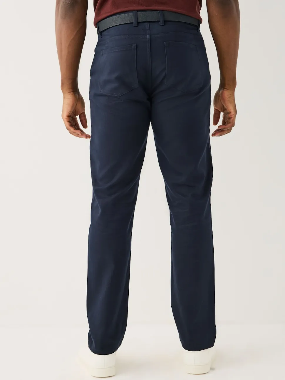 Navy Blue Muscle Fit Smart Brushed Cotton TENCEL™ Lyocell Blend Chinos With Belt