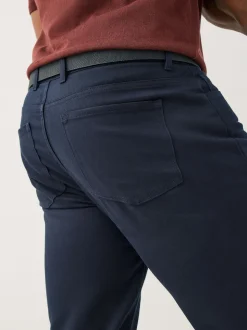 Navy Blue Muscle Fit Smart Brushed Cotton TENCEL™ Lyocell Blend Chinos With Belt