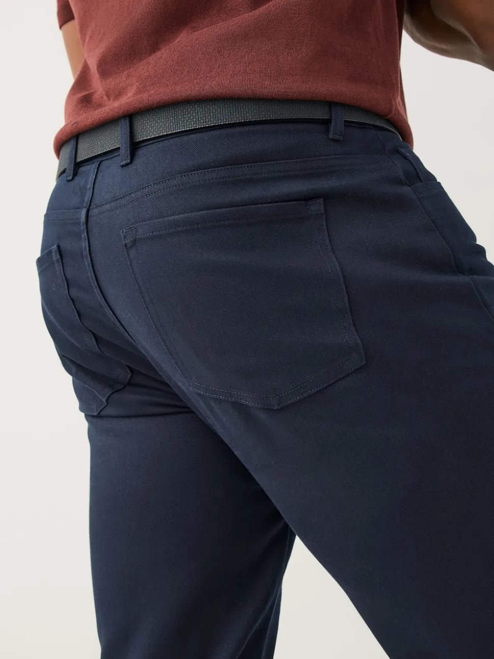 Navy Blue Muscle Fit Smart Brushed Cotton TENCEL™ Lyocell Blend Chinos With Belt
