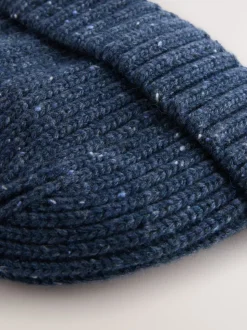 Navy Blue Neppy Twist Beanie Hat