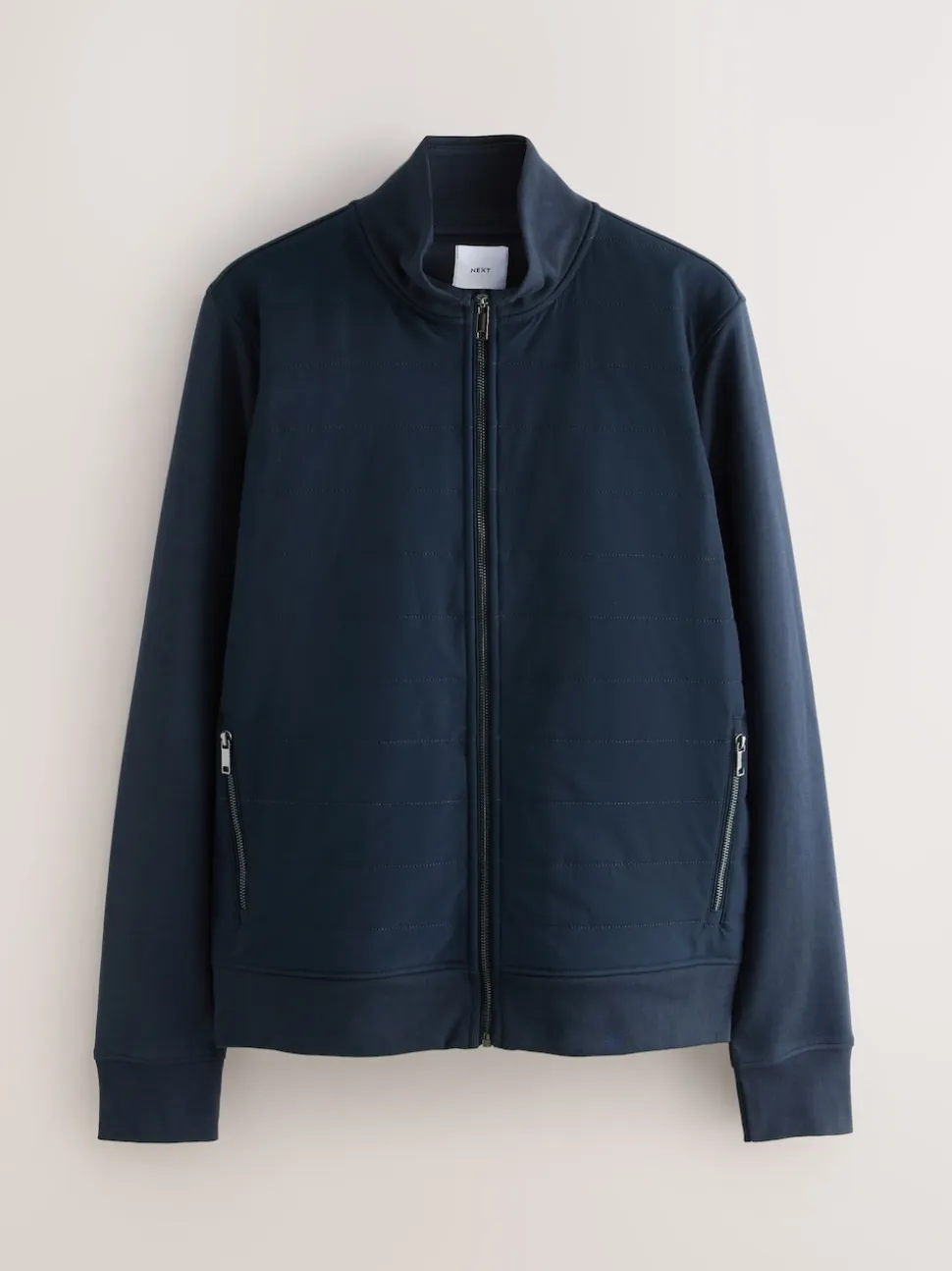 Navy Blue Non-Hooded Hybrid Full Zip Jacket
