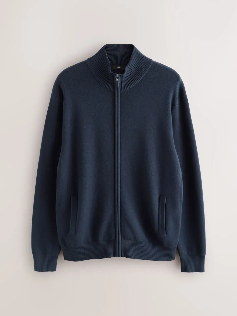 Navy Blue N.Premium Regular Fit 100% Cotton Premium Zip-Through Cardigan