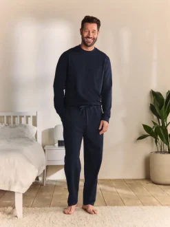 Navy Blue Open Loopback Soft Touch Cuffed Joggers