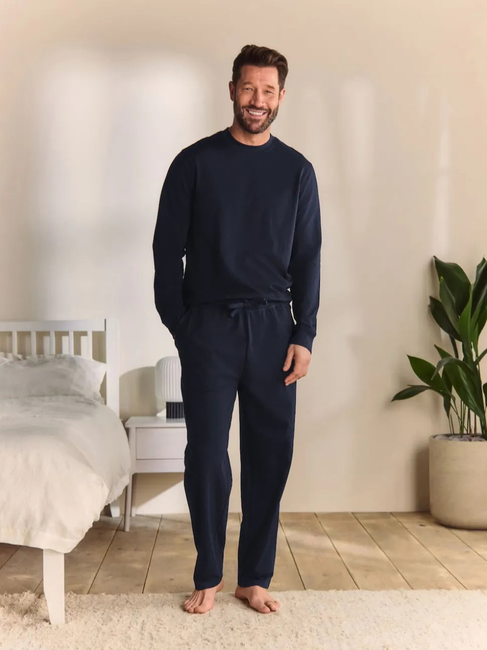 Navy Blue Open Loopback Soft Touch Cuffed Joggers