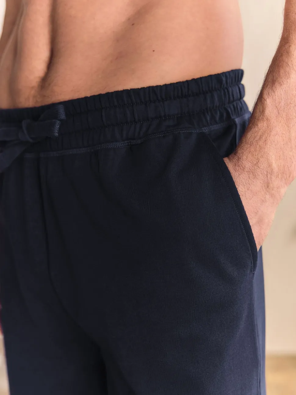Navy Blue Open Loopback Soft Touch Cuffed Joggers