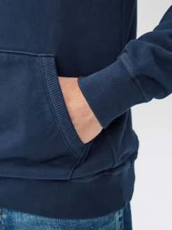 Navy Blue Overhead Hoodie Heavyweight Garment Washed