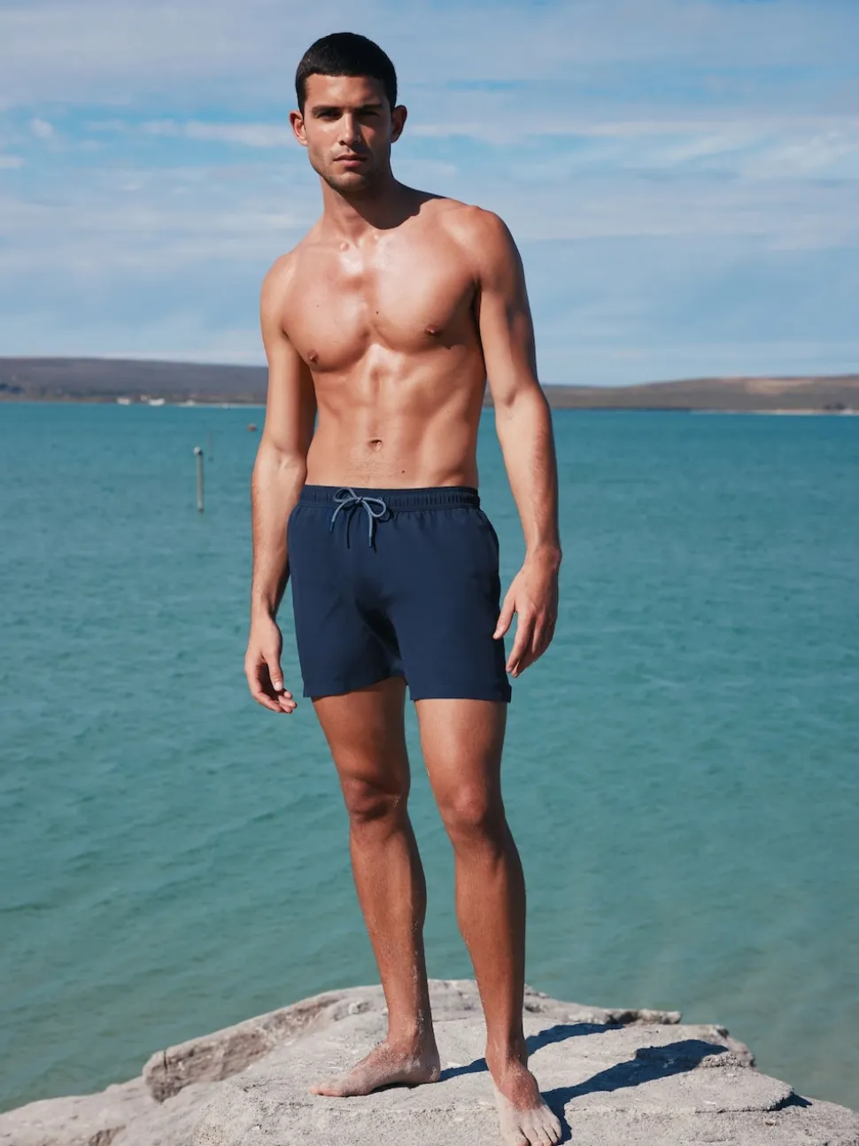 Navy Blue Plain Essential Swim Shorts