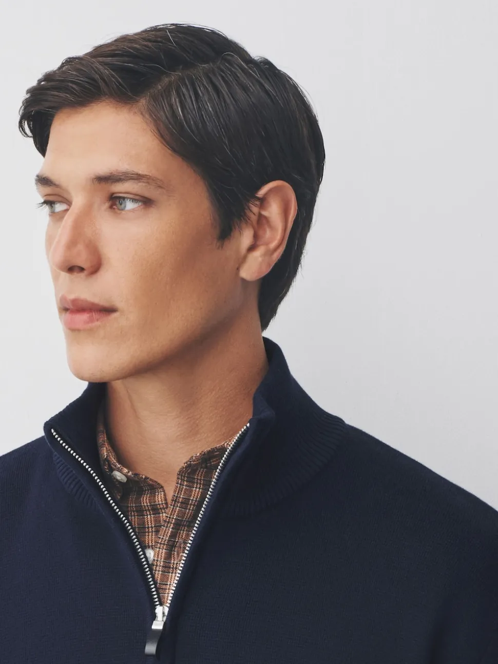 Navy Blue Plain N.Premium Regular Fit 100% Cotton Premium Quarter Zip Jumper
