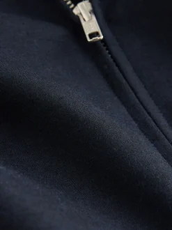 Navy Blue Premium Smart Funnel Neck Zip Through With Wool