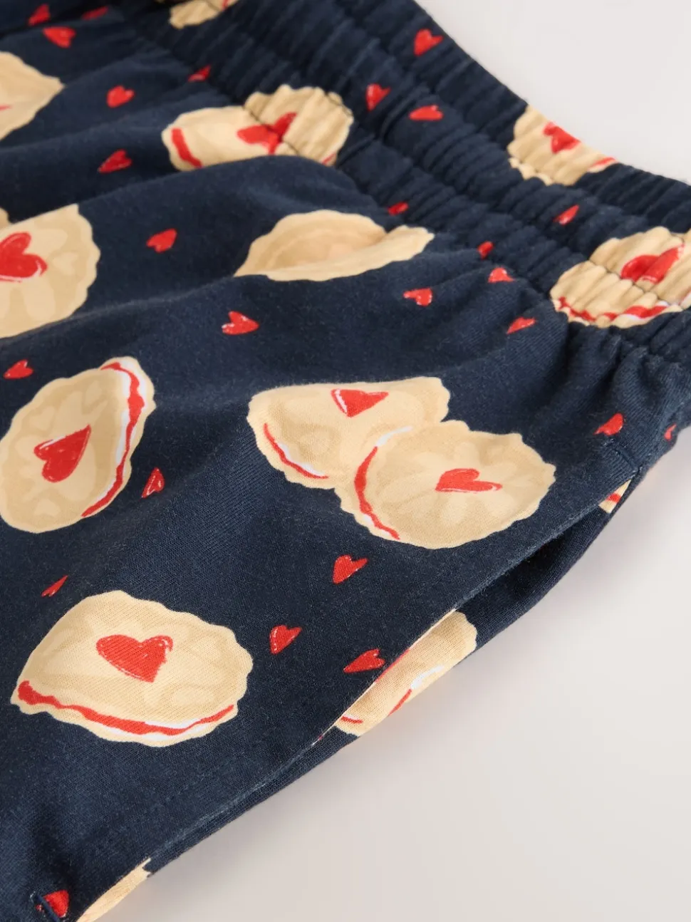 Navy Blue Printed Short Sleeve Heart Biscuit Jersey Pyjamas Set