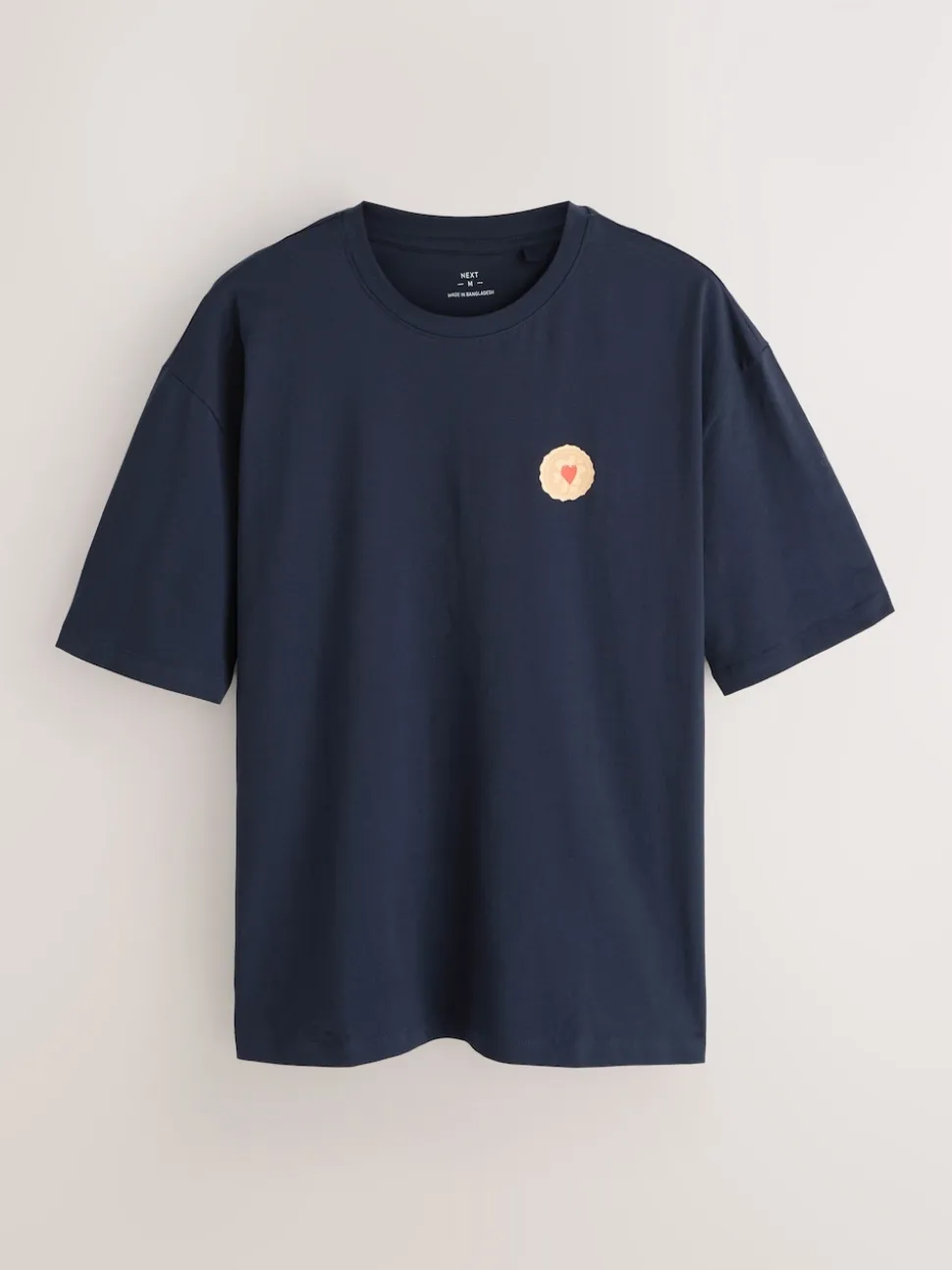 Navy Blue Printed Short Sleeve Heart Biscuit Jersey Pyjamas Set