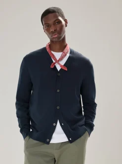 Navy Blue Regular Fit Cotton Rich Cardigan