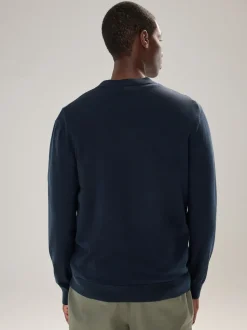 Navy Blue Regular Fit Cotton Rich Cardigan