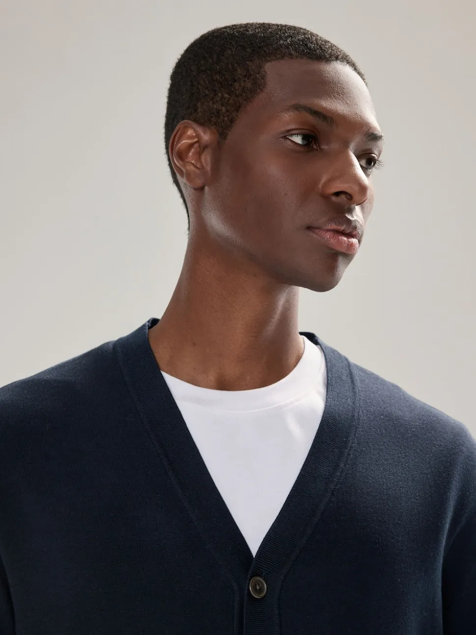 Navy Blue Regular Fit Cotton Rich Cardigan