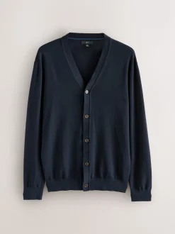 Navy Blue Regular Fit Cotton Rich Cardigan