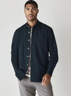 Navy Blue Regular Fit Long Sleeve Oxford Shirt