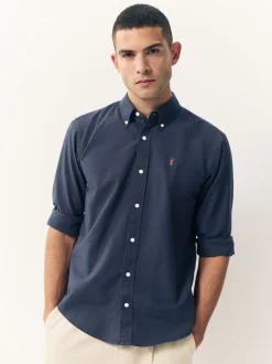 Navy Blue Regular Fit Long Sleeve Oxford Shirt