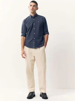 Navy Blue Regular Fit Long Sleeve Oxford Shirt