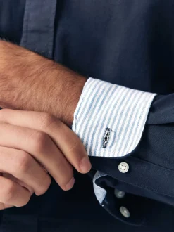 Navy Blue Regular Fit Long Sleeve Oxford Shirt