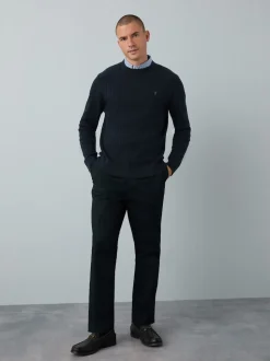 Navy Blue Regular Fit Mini Cable Mock Shirt Jumper