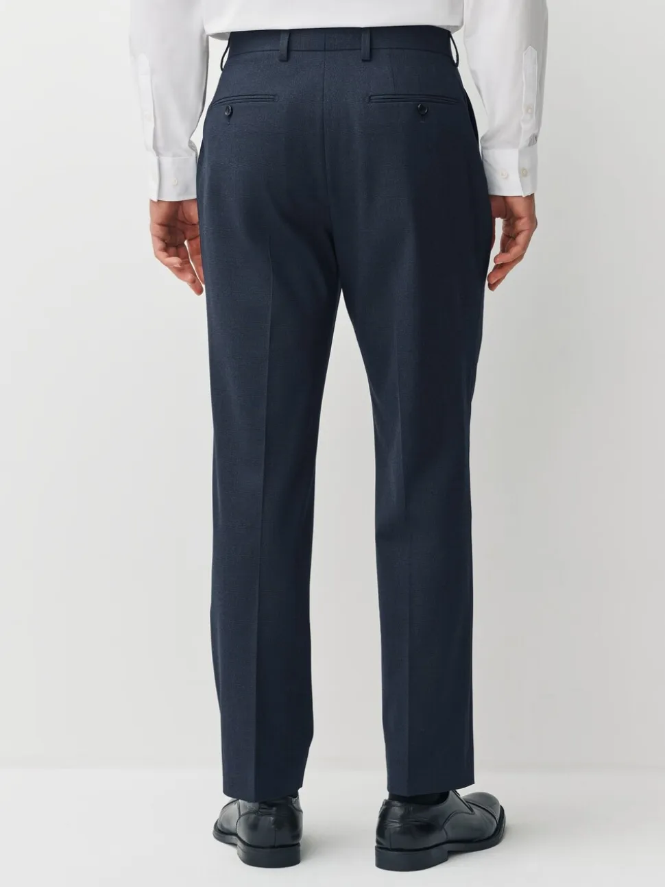 Navy Blue Regular Fit Motionflex Puppytooth Texture Suit Trousers