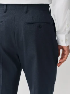 Navy Blue Regular Fit Motionflex Puppytooth Texture Suit Trousers