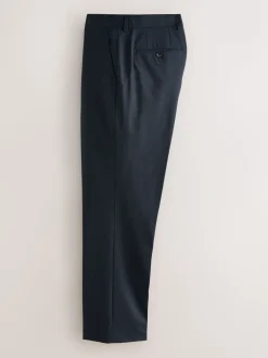Navy Blue Regular Fit Motionflex Puppytooth Texture Suit Trousers