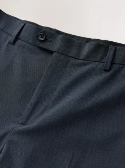 Navy Blue Regular Fit Motionflex Puppytooth Texture Suit Trousers