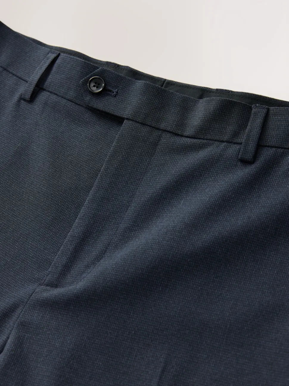 Navy Blue Regular Fit Motionflex Puppytooth Texture Suit Trousers