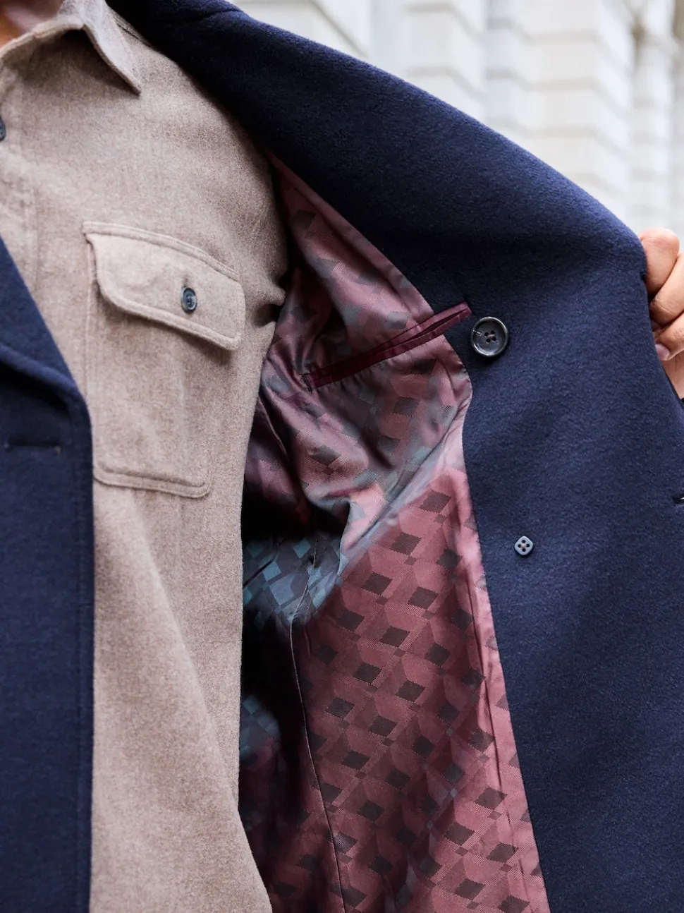 Navy Blue Regular Fit N.Premium Soft Touch Peacoat with Wool