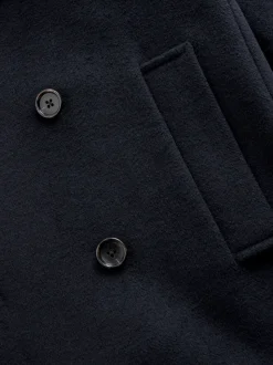 Navy Blue Regular Fit N.Premium Soft Touch Peacoat with Wool