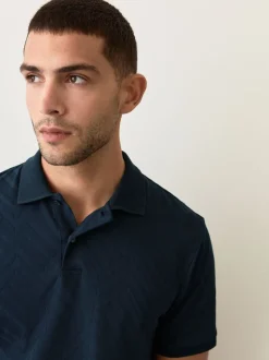 Navy Blue Regular Fit N.Premium Smart Jaquard Polo Shirt
