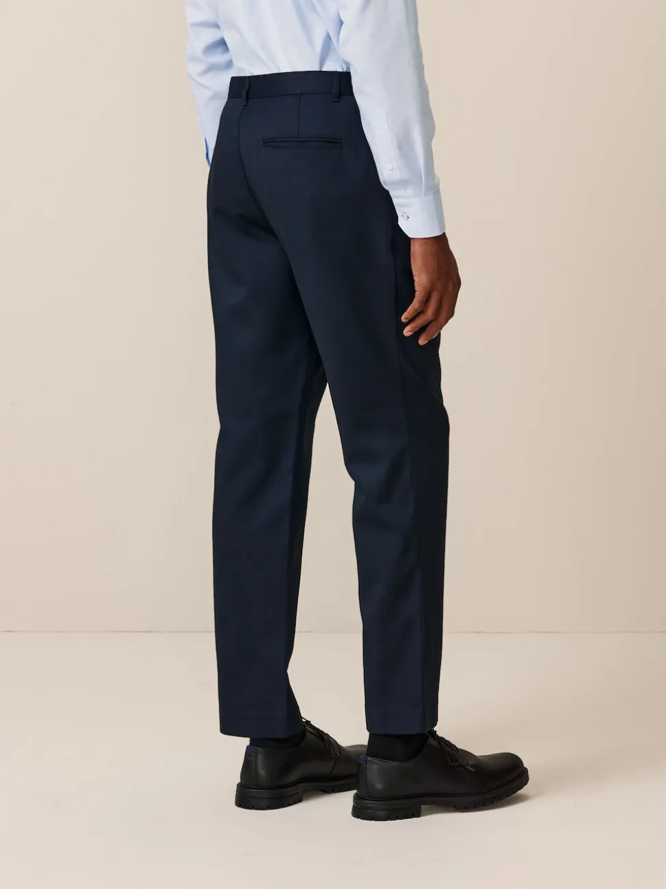 Navy Blue Regular Fit Plain Front Smart Trousers 2 Pack